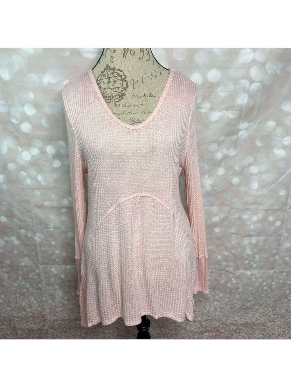 𝅺ABSOLUTELY Famous Waffle Knit Top Peach Large
